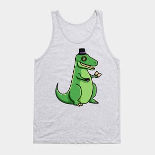 Fancy Tea-Rex, Trex, Dinosaur in a Top Hat Reading a Book with a Cup of Tea and a Monocle Tank Top